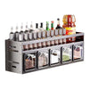 Wall Mounted & Countertop Spice Organizer Rack Multifunctional Kitchen Seasoning Shelf with Hooks Space Aluminum No Drill Storage for Jars Bottles
