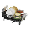 2 Tier Kitchen Dish Drying Rack Rustproof Carbon Steel Large Capacity Automatic Drain Drainer Adjustable Cutlery Holder Countertop Sink Dish Bowl Plate Organizer