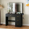 YITAHOME Dressing Table & Stool Set - Vanity Desk with 3-Color LED Mirror, 4 Drawers & Power Outlet (Black)