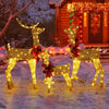 3-Piece Golden Reindeer Family Light Set with Warm White Lights, 2D Mesh Fabric and Powder Finish, 4 ft, 4.5V 3.6W, Christmas Yard Decor for Front Lawn