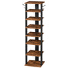 Shoe Rack Wooden, Tall Shoe Rack, Narrow Shoe Storage Organizer with 2 Hooks, Slim Shoe Shelf, Vertical Shoe Tower for Entrance,