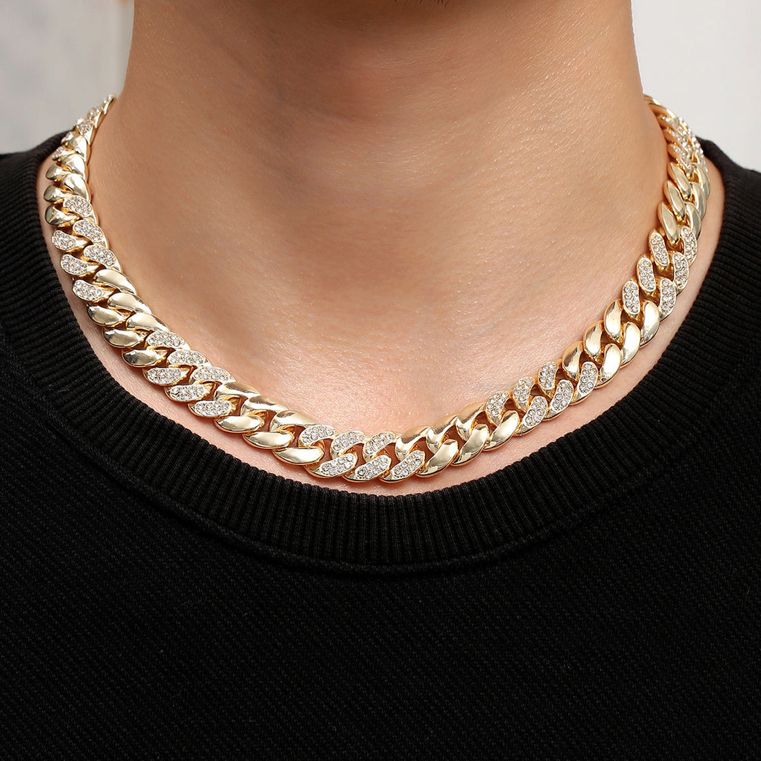 Dimonade Round Link Cuban Gold Chain Necklace