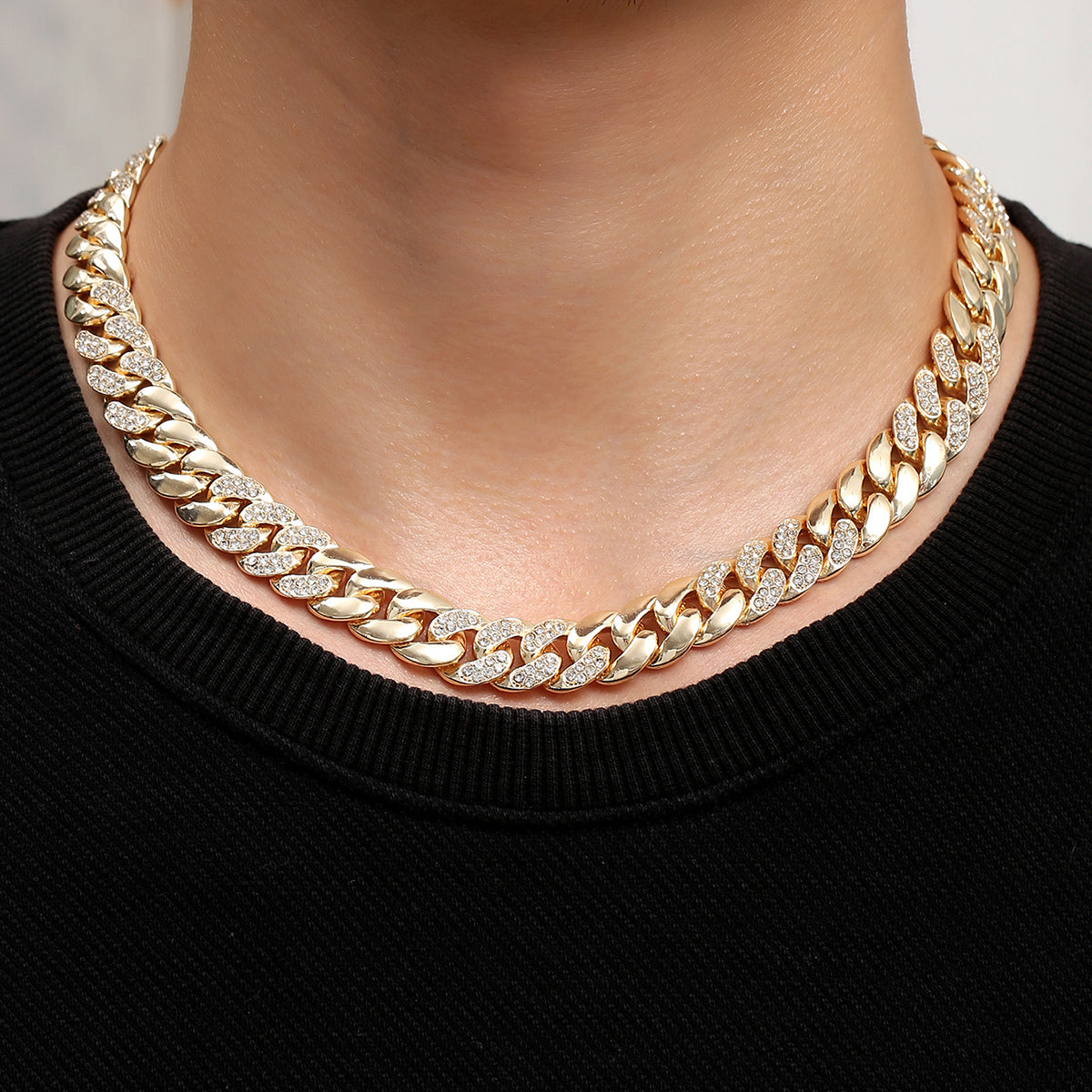 Dimonade Round Link Cuban Gold Chain Necklace