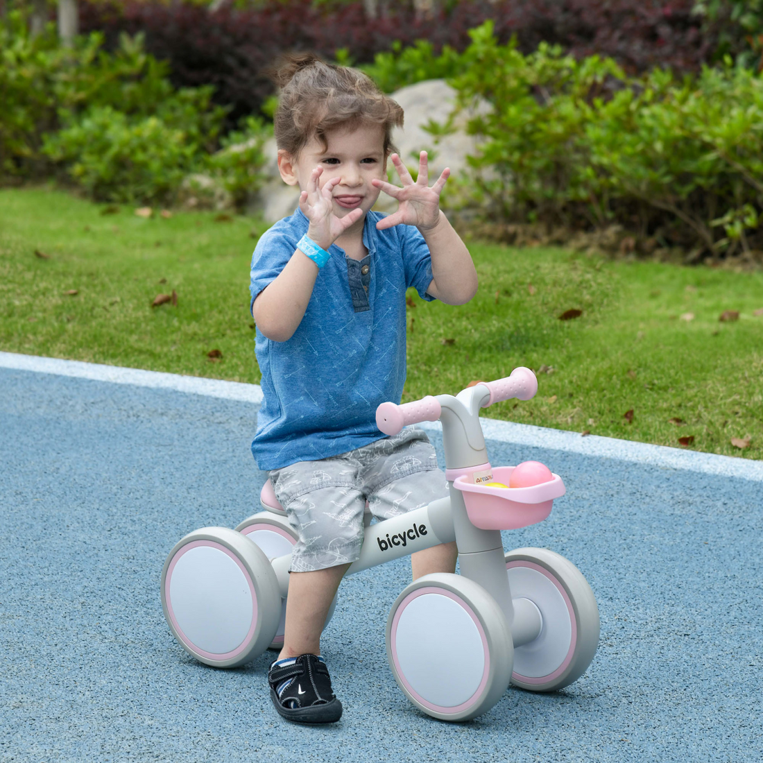 AIYAPLAY Kids Balance Bike for 1-3 Years Old with Adjustable Seat, Pink