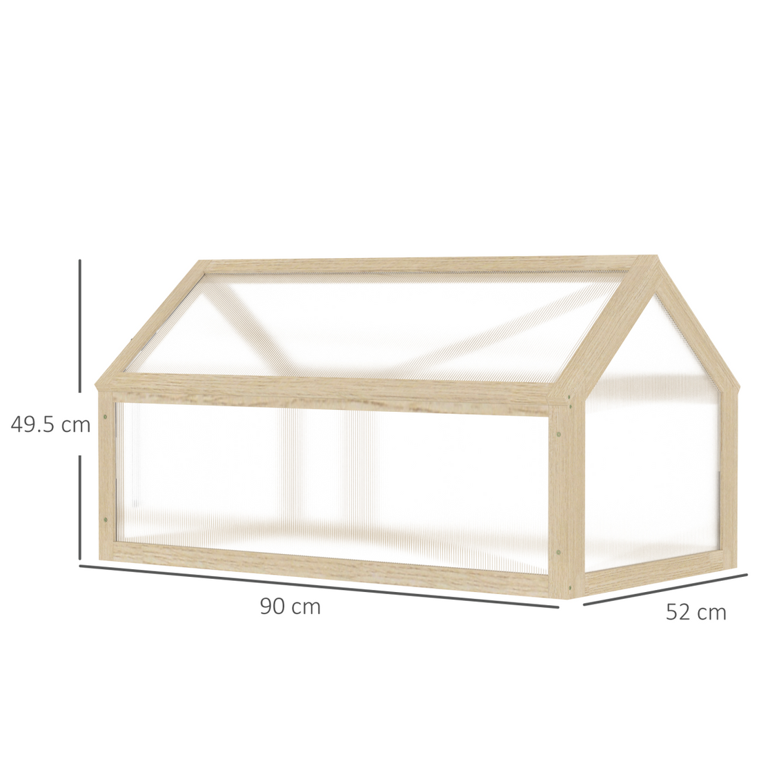 Wooden Cold Frame Greenhouse Garden Polycarbonate Grow House, Natural Outsunny