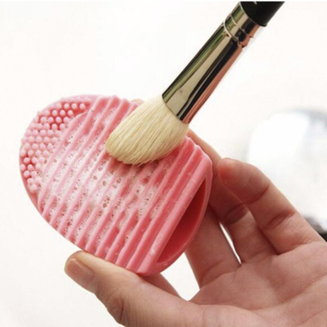 Silicone Egg Sponge Scrubber Make-Up Brush Cleaner - Pink/Purple[Pink]
