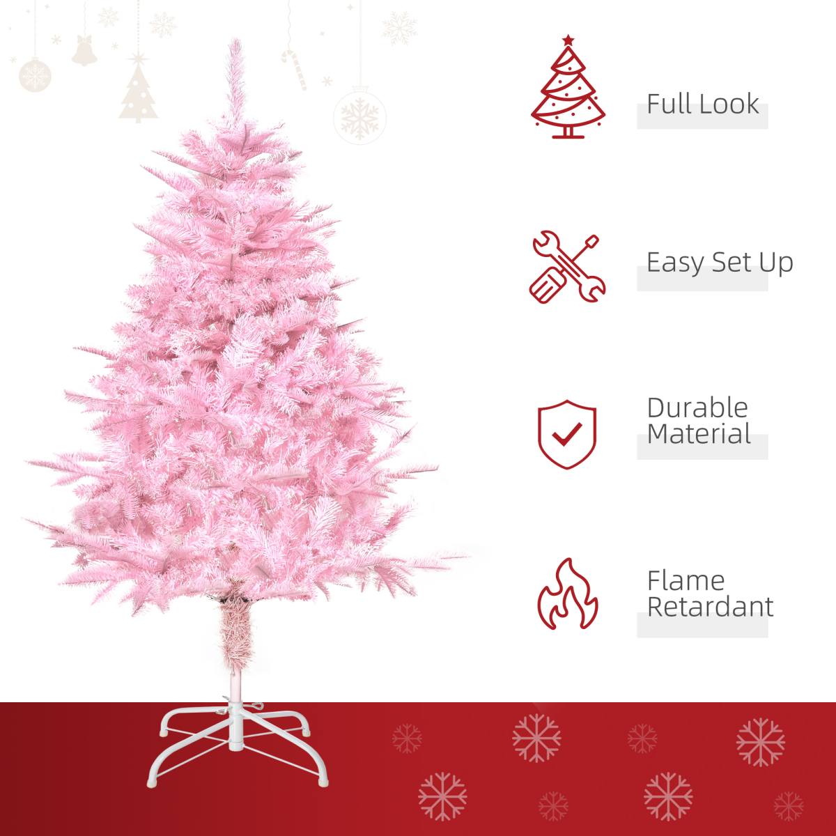 4FT Artificial Christmas Tree - Automatic open - Christmas Pink