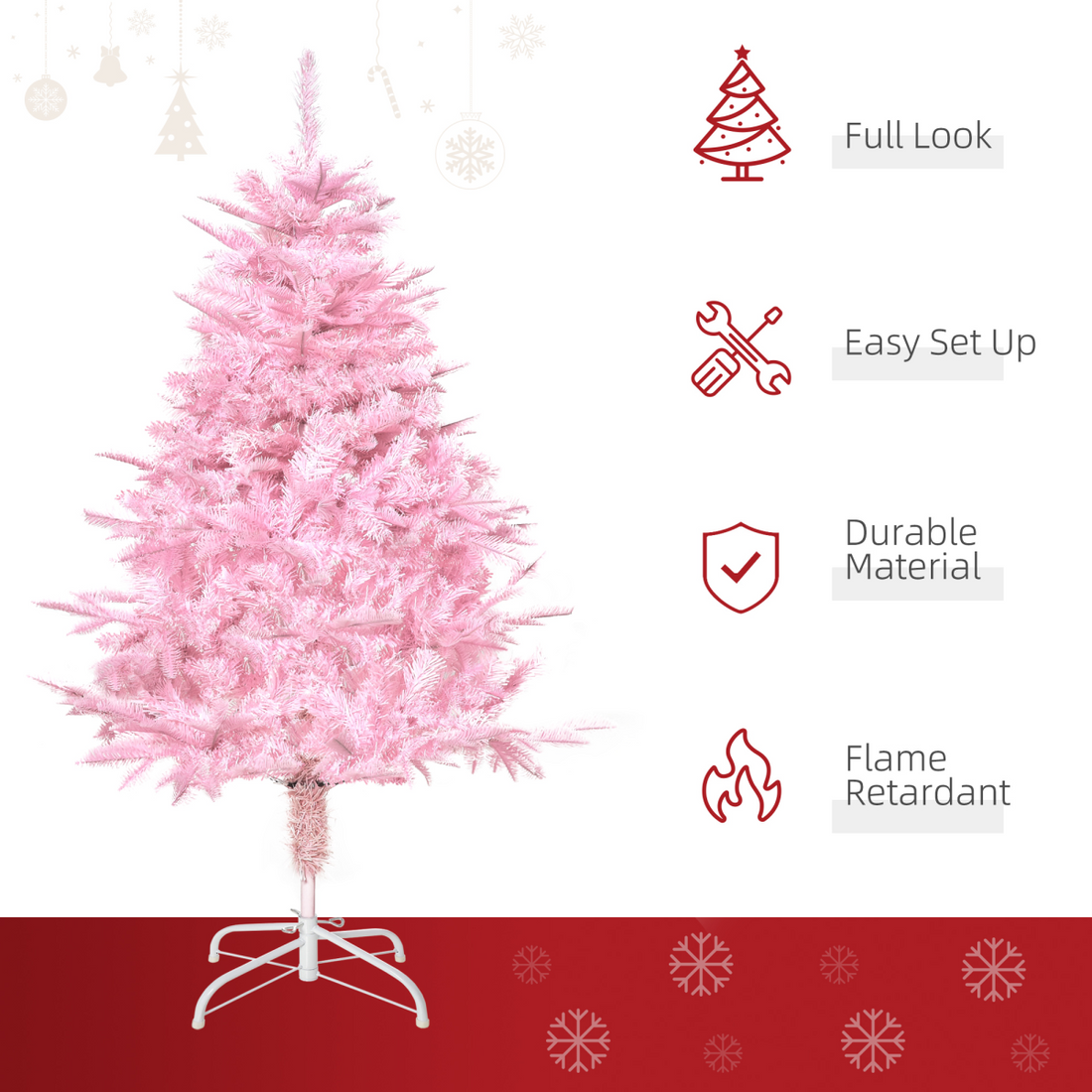 4FT Artificial Christmas Tree - Automatic open - Christmas Pink