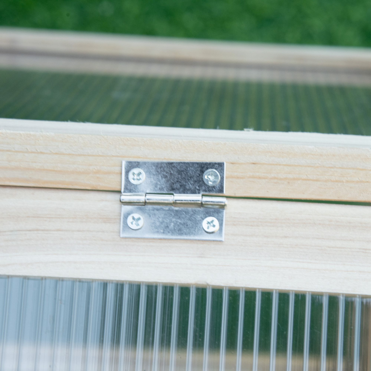 Wooden Cold Frame Greenhouse Garden Polycarbonate Grow House, Natural Outsunny