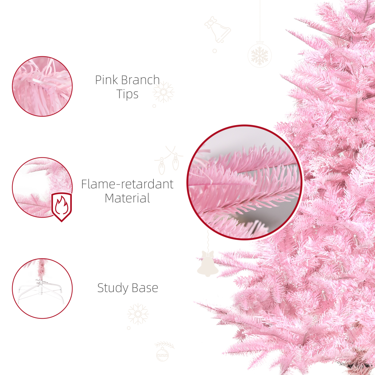 4FT Artificial Christmas Tree - Automatic open - Christmas Pink