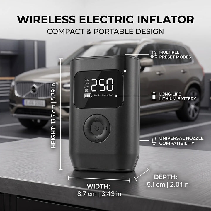 Portable Cordless Electric Air Pump 150PSI Smart Digital Tire Inflator with LED Light Quick Inflation & Auto Stop for Car Motorcycle Bicycle Ball