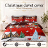 3D Christmas Duvet Cover Set Santa Claus Snowman Reindeer Print Festive Season Bedding with Pillowcases Soft Poly-Cotton Single Double King