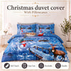 3D Christmas Duvet Cover Set Santa Claus Snowman Reindeer Print Festive Season Bedding with Pillowcases Soft Poly-Cotton Single Double King