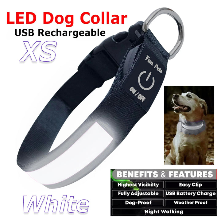 Dog Collar Nylon LED Night Safety Flashing Glow In The Dark Pet Dog Leash pet Dogs Luminous Fluorescent dog accessories collar