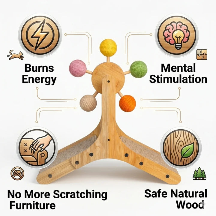 Cat Scratching Toy Sisal Ball Interactive Cat Toy Balance Wheel Solid Wood Cat Scratcher Hot Sale 2026 Premium Best Quality Fast