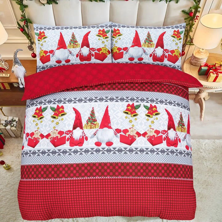 3D Christmas Duvet Cover Set Santa Claus Snowman Reindeer Print Festive Season Bedding with Pillowcases Soft Poly-Cotton Single Double King
