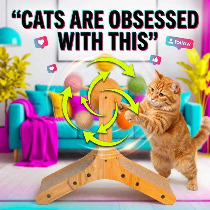 Cat Scratching Toy Sisal Ball Interactive Cat Toy Balance Wheel Solid Wood Cat Scratcher Hot Sale 2026 Premium Best Quality Fast