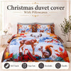 3D Christmas Duvet Cover Set Santa Claus Snowman Reindeer Print Festive Season Bedding with Pillowcases Soft Poly-Cotton Single Double King