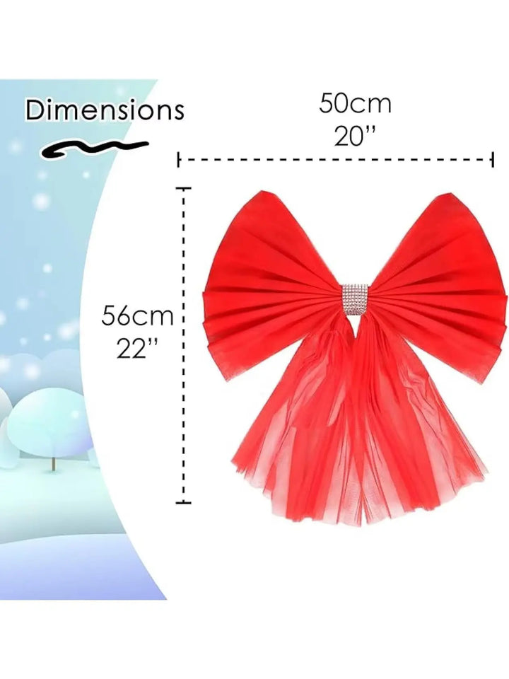Christmas Door Bow - Large Red Decoration with Diamante Detail - Xmas Baby Shower Wedding Celebration