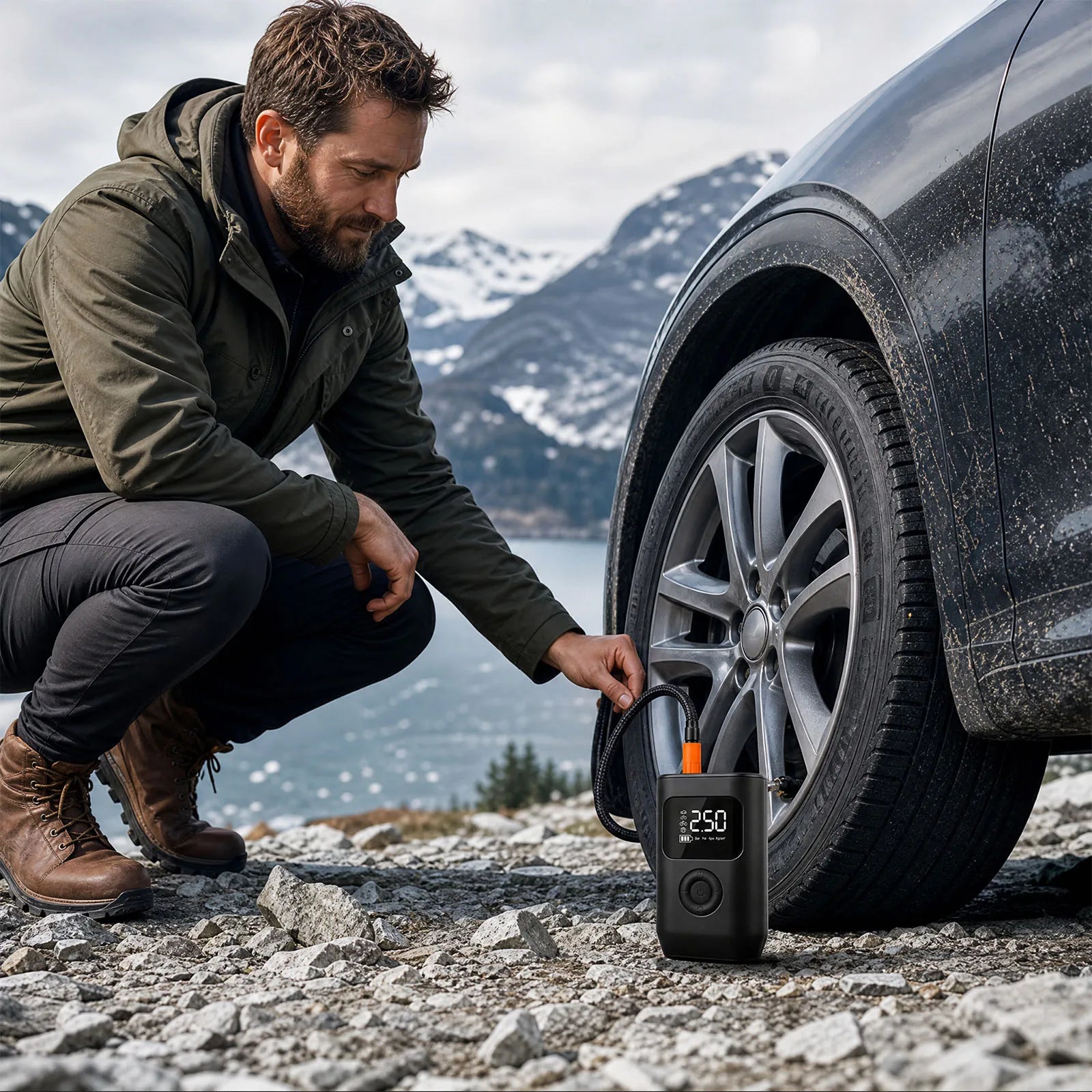 Portable Cordless Electric Air Pump 150PSI Smart Digital Tire Inflator with LED Light Quick Inflation & Auto Stop for Car Motorcycle Bicycle Ball