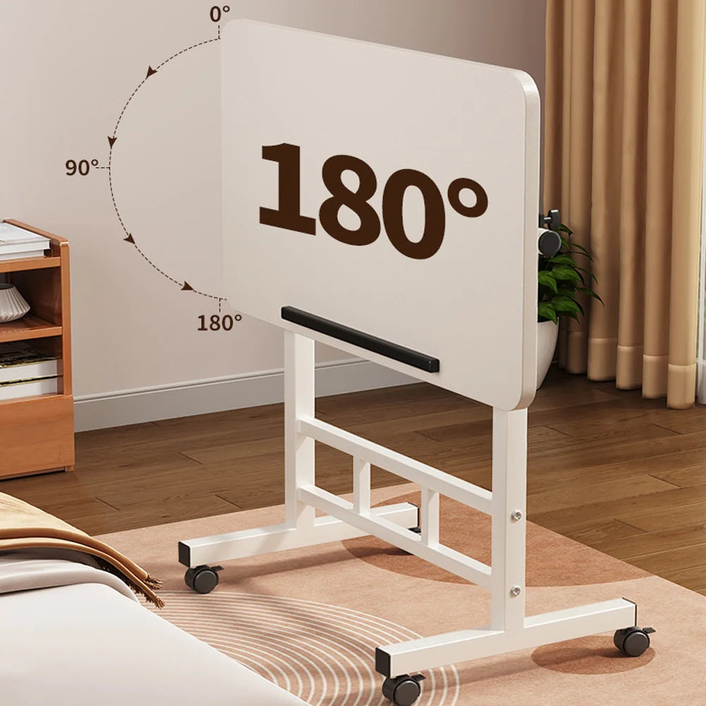 Mobile Stand Up Desk with Wheels Small Computer Desk Adjustable Height Laptop Desk White Standing Table Home Office Desks