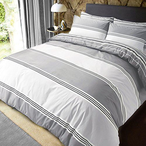BANDED STRIPE GREY DUVET SET SB