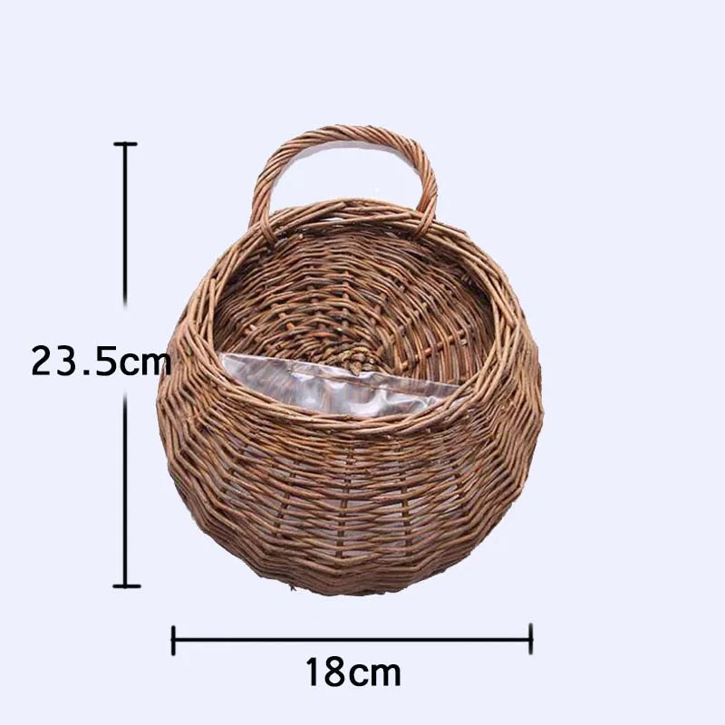 Hand Made Wicker Rattan Flower Planter Wall Hanging Wicker Rattam Basket