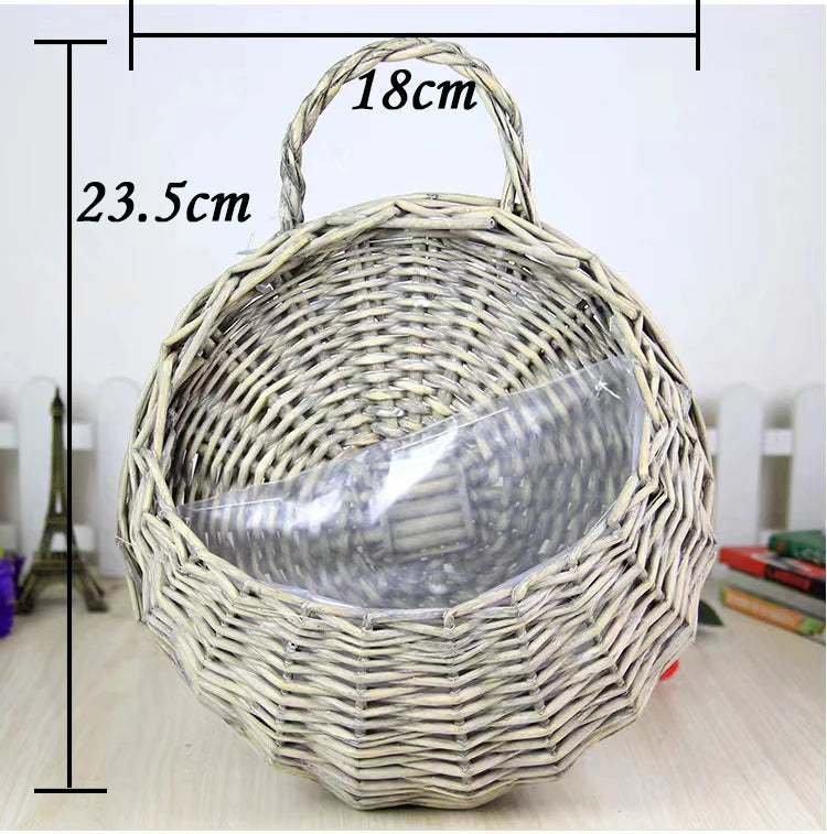 Hand Made Wicker Rattan Flower Planter Wall Hanging Wicker Rattam Basket