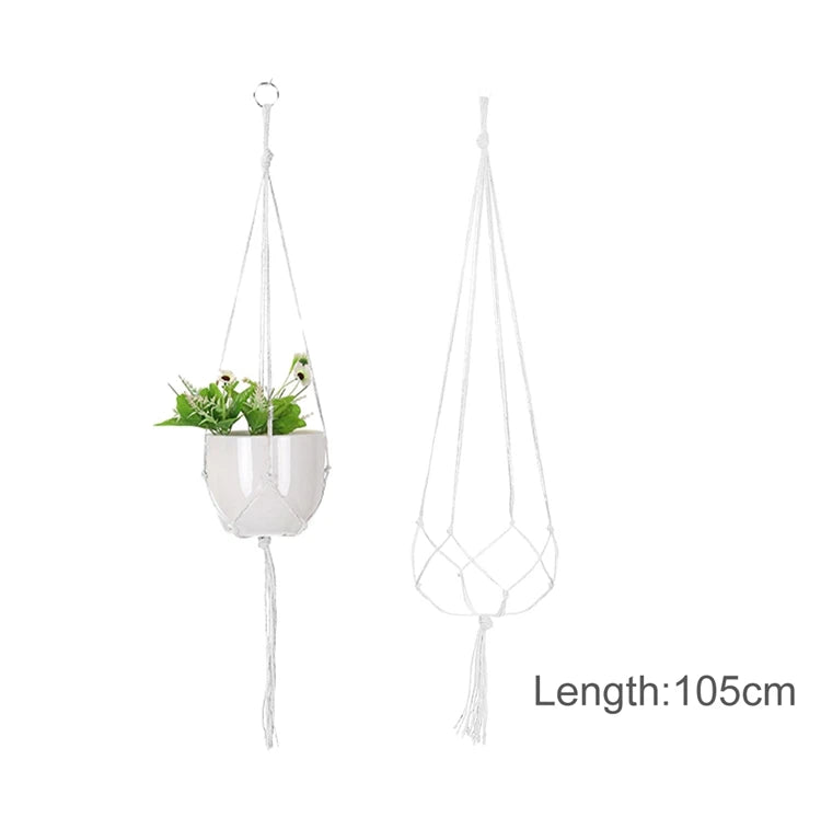 Macrame Handmade Plant Hanger Baskets Flower Pots Holder Balcony Hanging Planter Basket Decor Lifting Rope Home Garden Supplies