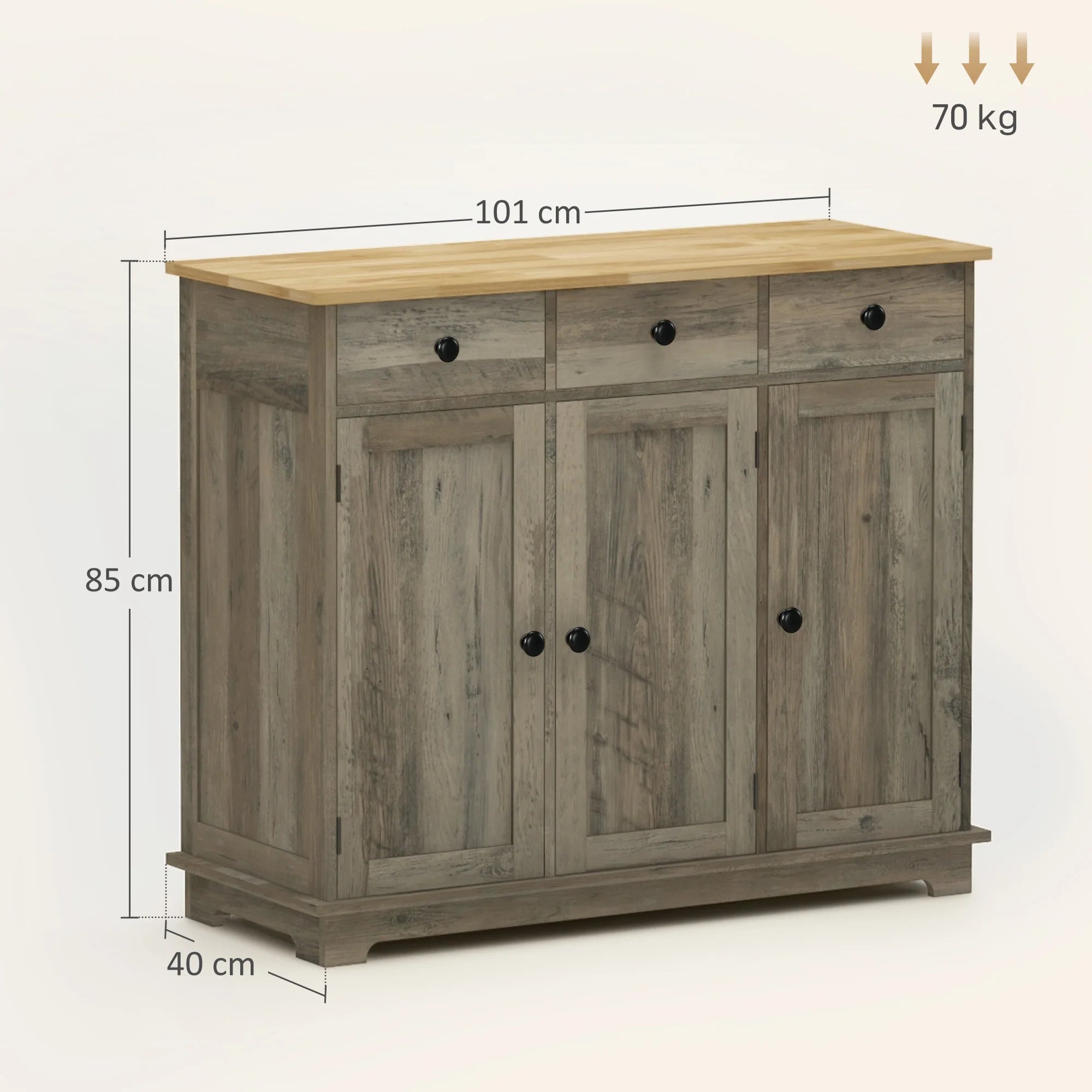 Sideboard Buffet Cabinet with Storage Cabinets and Drawers Grey