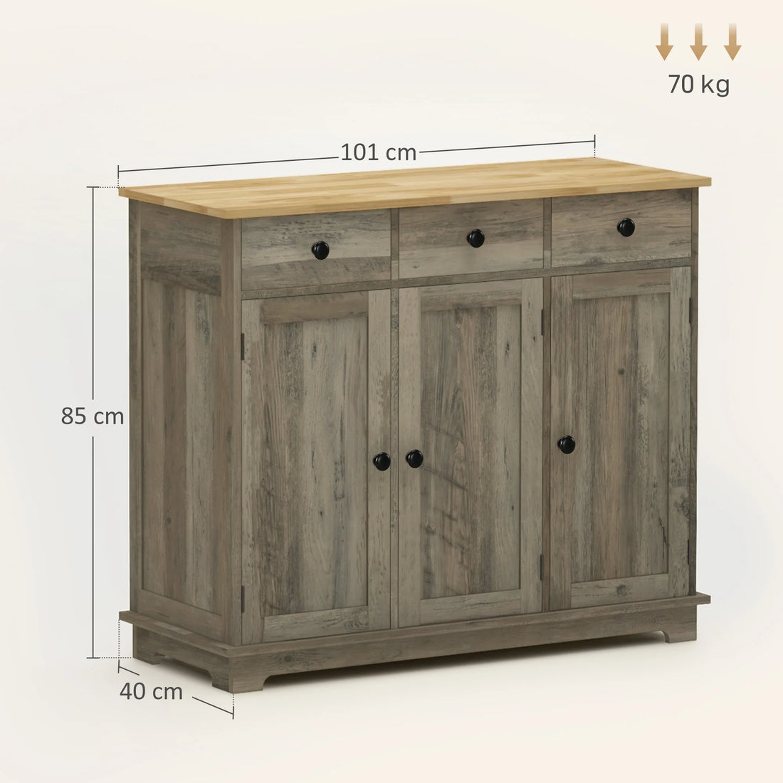 Sideboard Buffet Cabinet with Storage Cabinets and Drawers Grey
