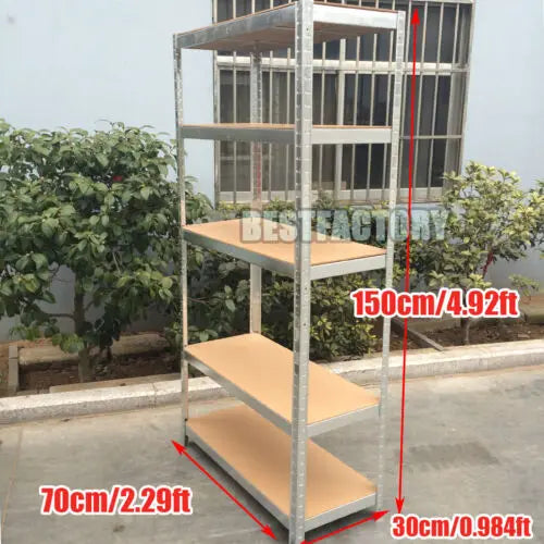 Shelving Unit for Garages & Sheds 150cm/180cm  Height Racking Storage Shelves Metal Shelving 5 Tier Boltless Garage Storage Unit