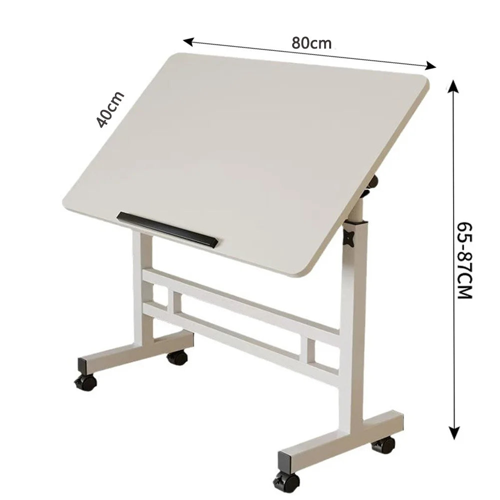 Mobile Stand Up Desk with Wheels Small Computer Desk Adjustable Height Laptop Desk White Standing Table Home Office Desks