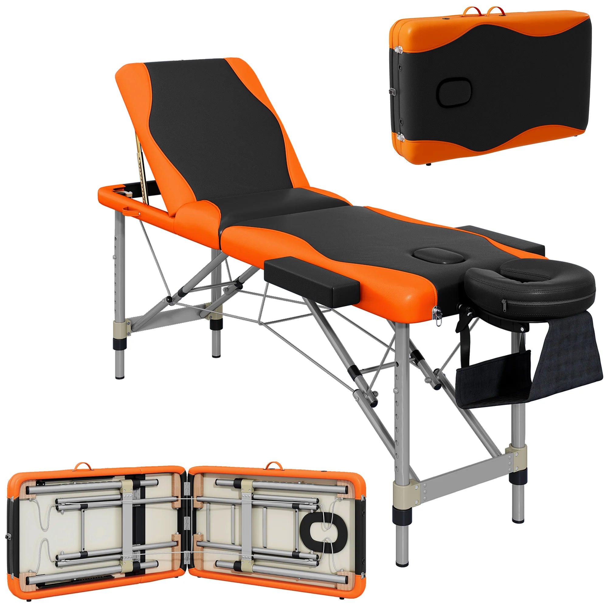 Portable Massage Table Beauty Therapy Couch Bed Spa Aluminum Orange