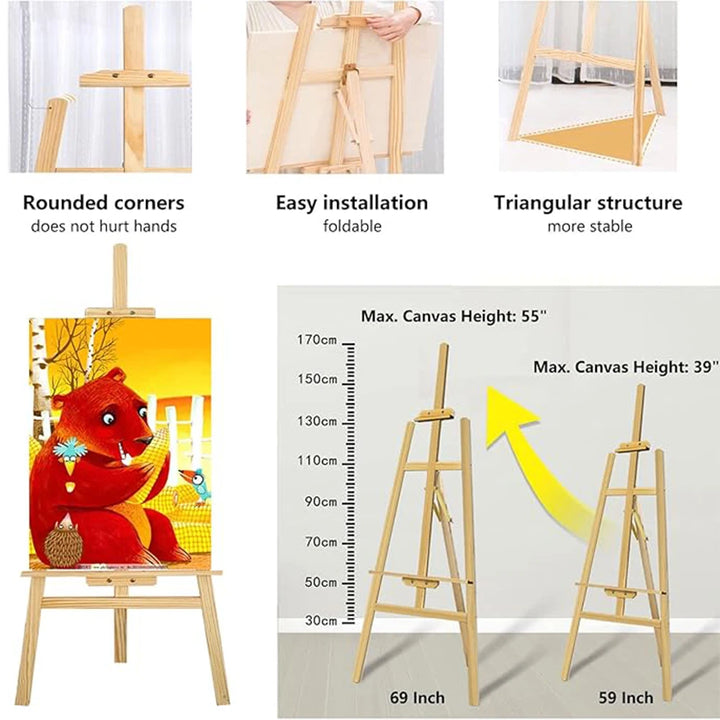 Wedding Easel, Easel Display Stand 59’ Canvas Easel for Painting Wedding Posters, Wedding Welcome Sign with Stand