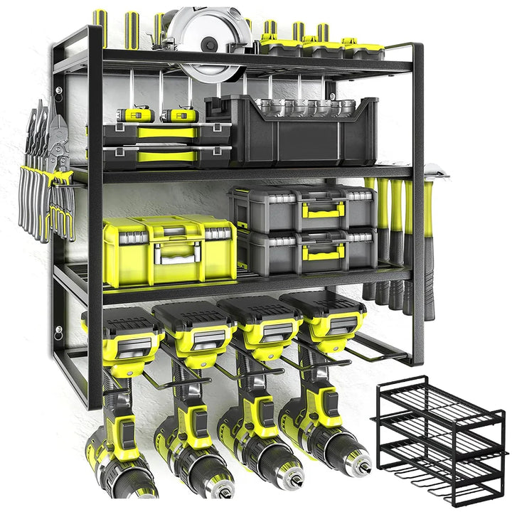 4 Tier Garage Storage Rack Power Tool Organizer Wall Mount Hardware Screwdriver Wrench Drill Organizer Heavy Duty Thicken Shelf