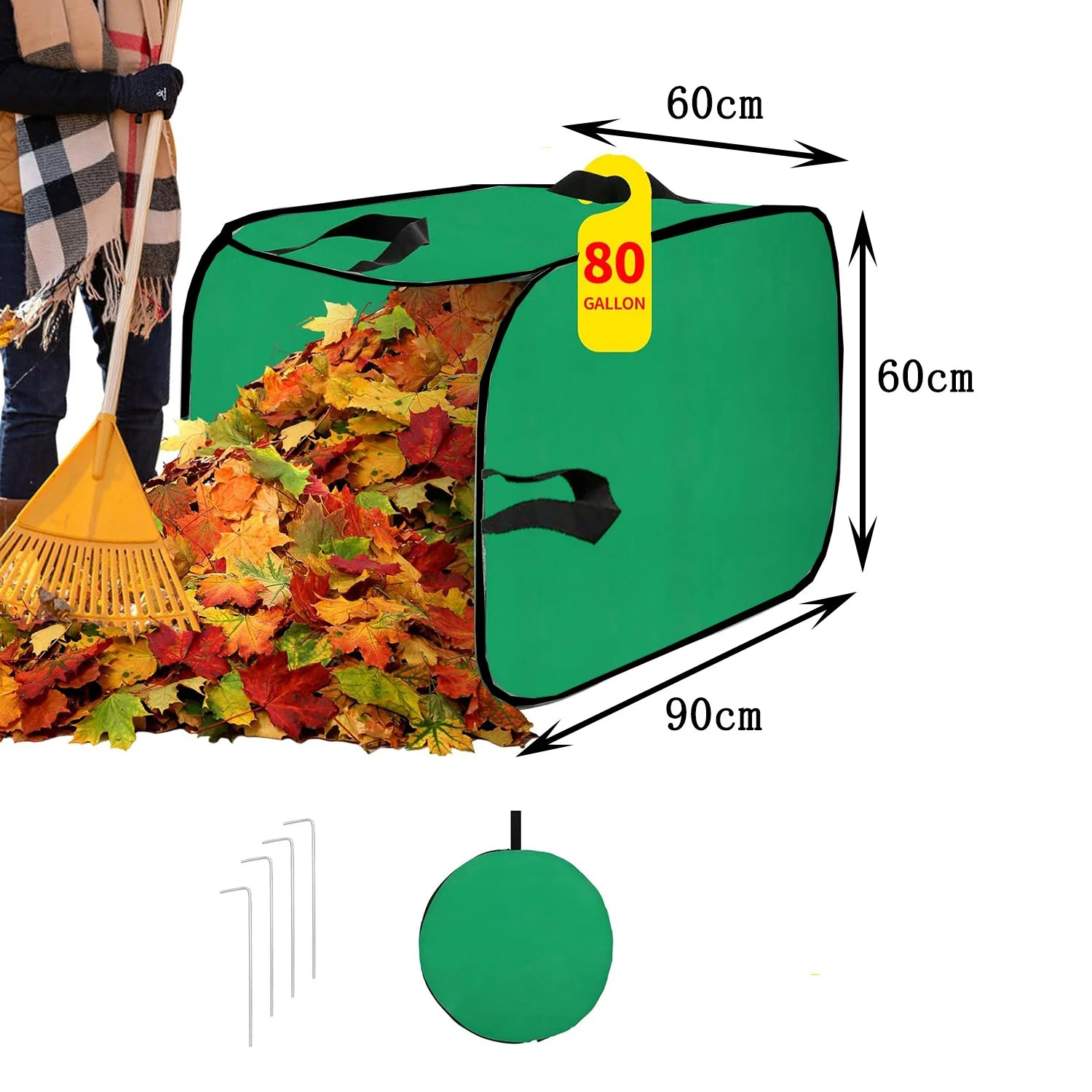 Large Capacity Gardening Garbage Bag, Foldable Leaf Collector, Pop-up Leaf Dustpan Garden Bag, Courtyard Leaf Bag