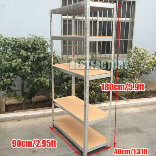 Shelving Unit for Garages & Sheds 150cm/180cm  Height Racking Storage Shelves Metal Shelving 5 Tier Boltless Garage Storage Unit