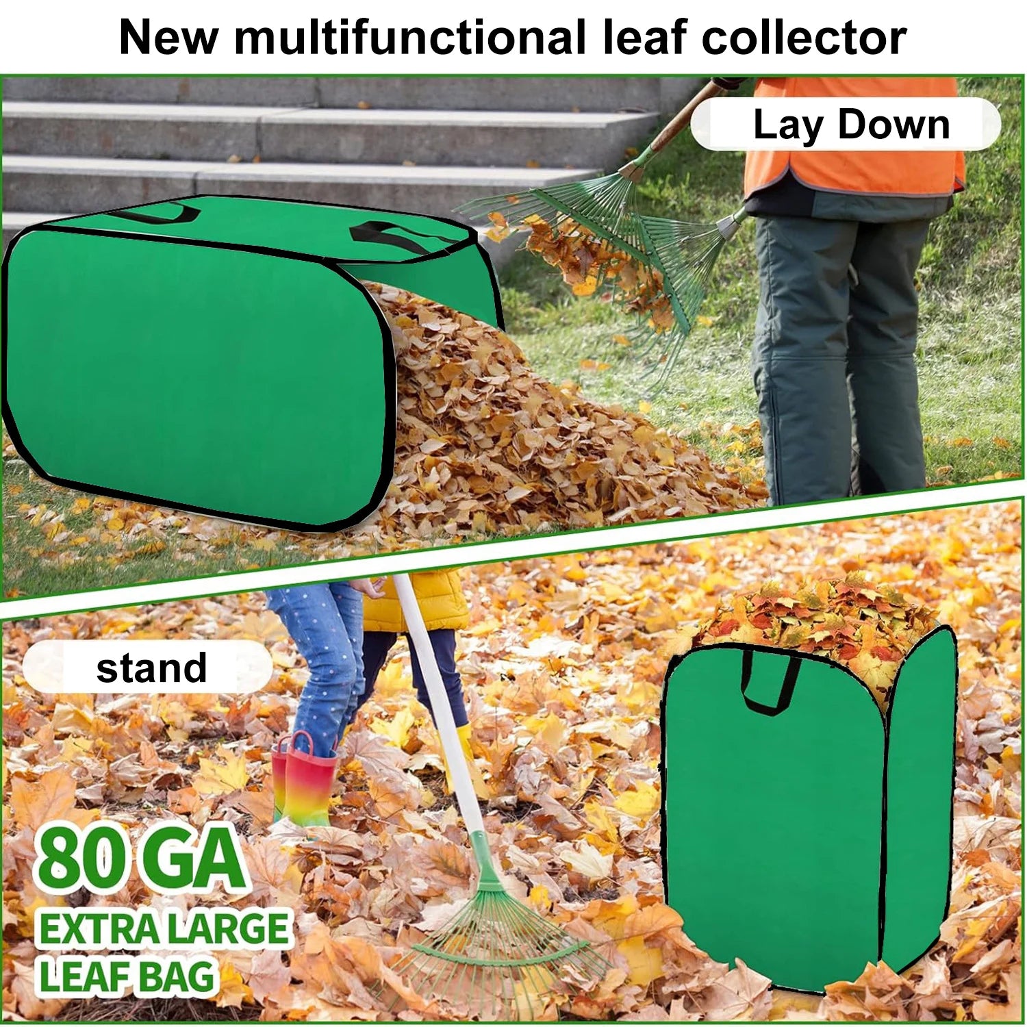 Large Capacity Gardening Garbage Bag, Foldable Leaf Collector, Pop-up Leaf Dustpan Garden Bag, Courtyard Leaf Bag