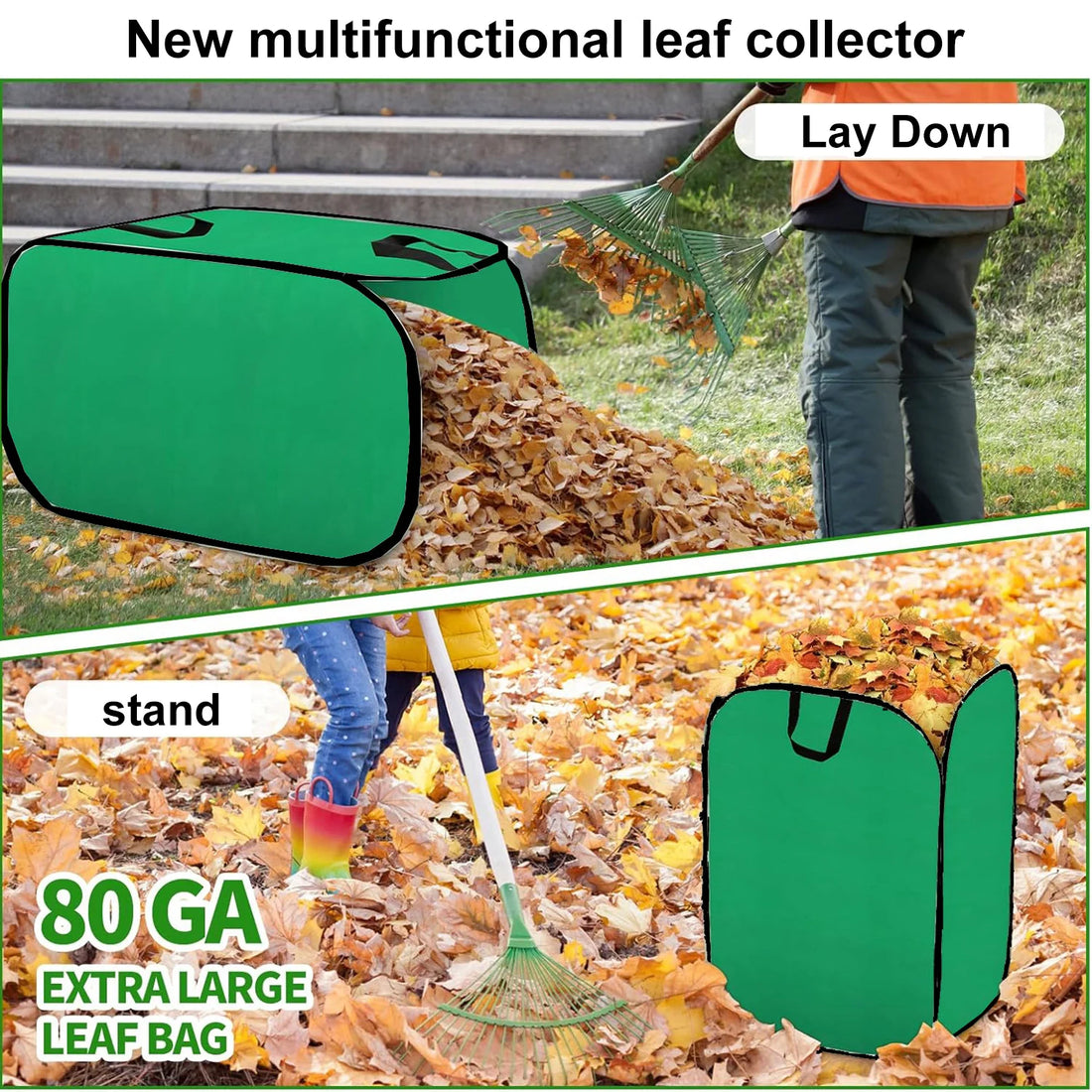 Large Capacity Gardening Garbage Bag, Foldable Leaf Collector, Pop-up Leaf Dustpan Garden Bag, Courtyard Leaf Bag