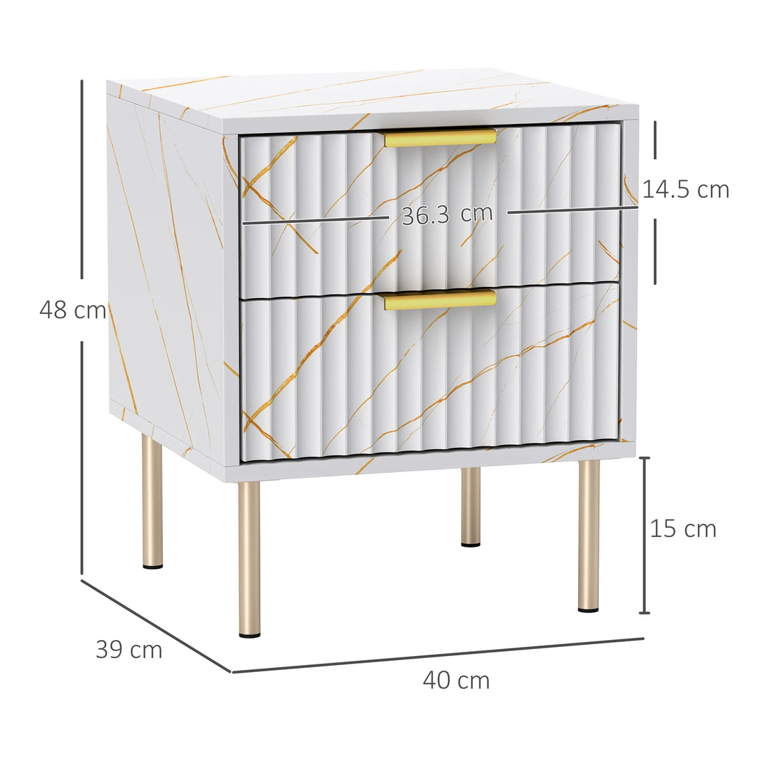Bedside Table Bedside Cabinet with 2 Drawers for Bedroom