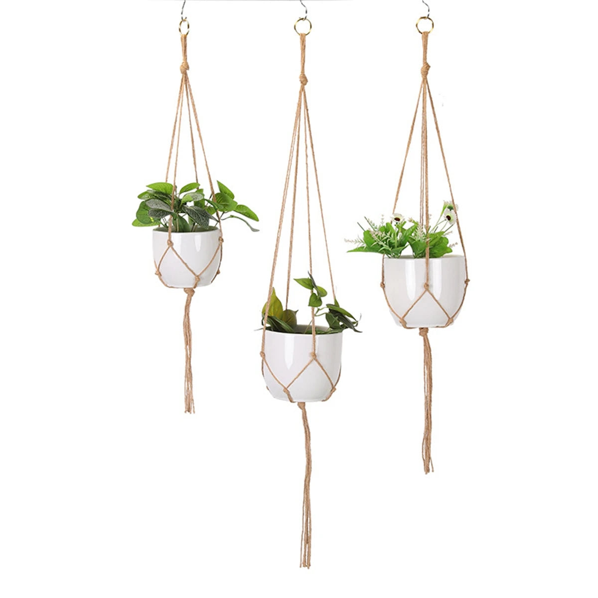 Macrame Handmade Plant Hanger Baskets Flower Pots Holder Balcony Hanging Planter Basket Decor Lifting Rope Home Garden Supplies