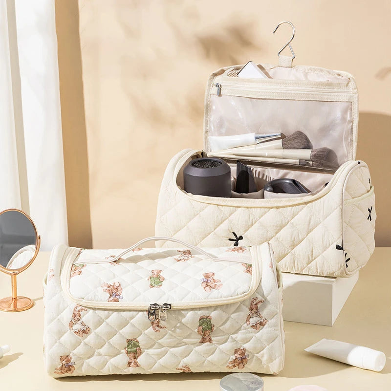 Travel Bag Hangable Storage Bags With Hanging Hook Quilted Travel Case For Airwrap Cotton Hair Tools