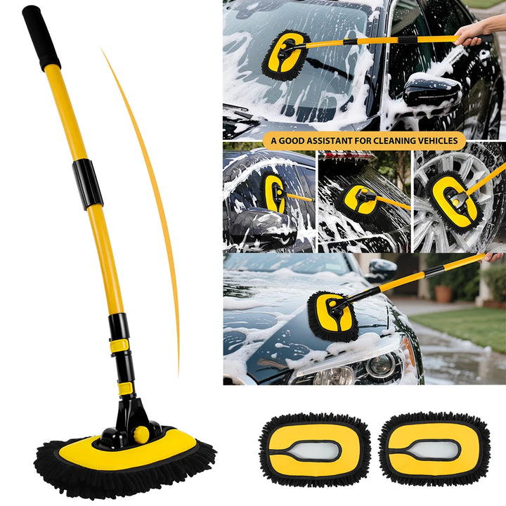 15° Arc Retractable Car Cleaning Brush, Portable Brush Set with Storage Bag for RV, Truck and Camper Cleaning