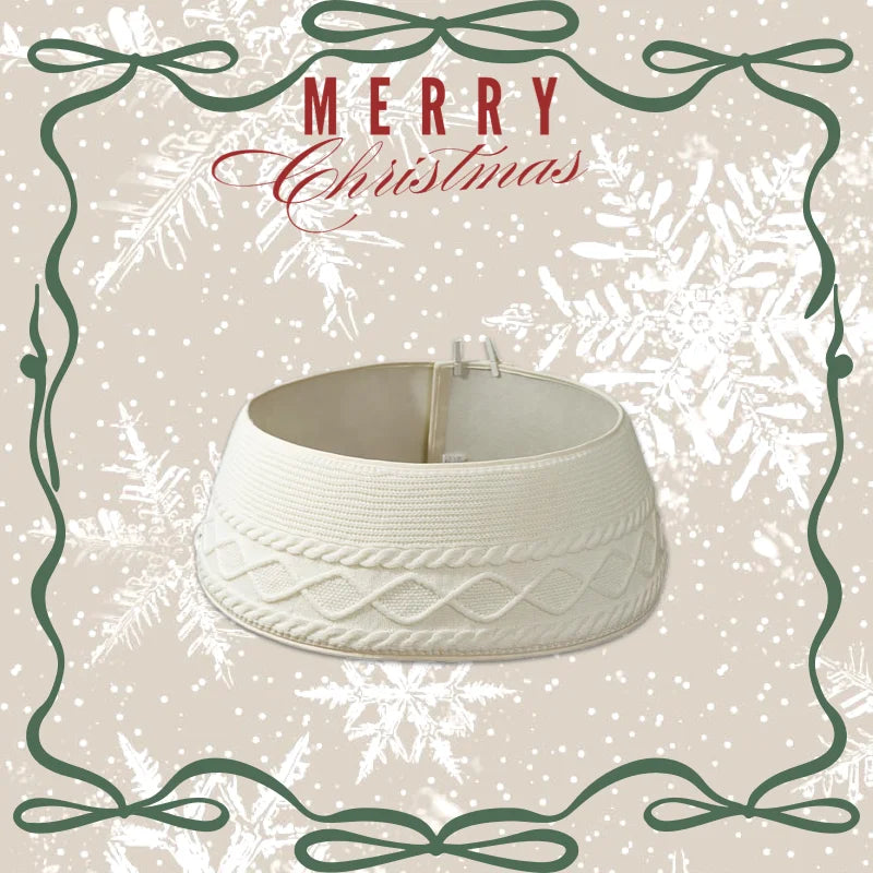 Soft Knitted Christmas Tree Collar – Reusable Fabric Tree Base Cover for Xmas Tree Stand, Farmhouse Holiday Decoration, 60cm