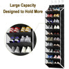 10 Tier Over The Door Shoe Organizer, Hanging Shoe Storage Rack with Reinforced Support Frame, Large Capacity Door Hanging Shoe Holder for Sneakers Boots, No Drill Door Storage for Entryway Bedroom