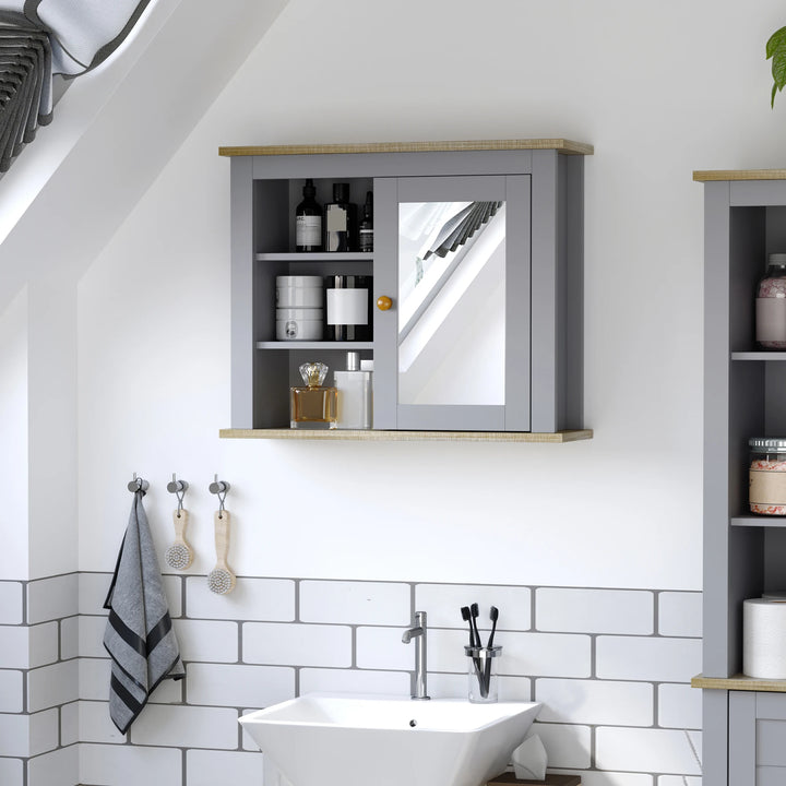 Bathroom Mirror Cabinet Storage Organizer with Open Inside Shelves