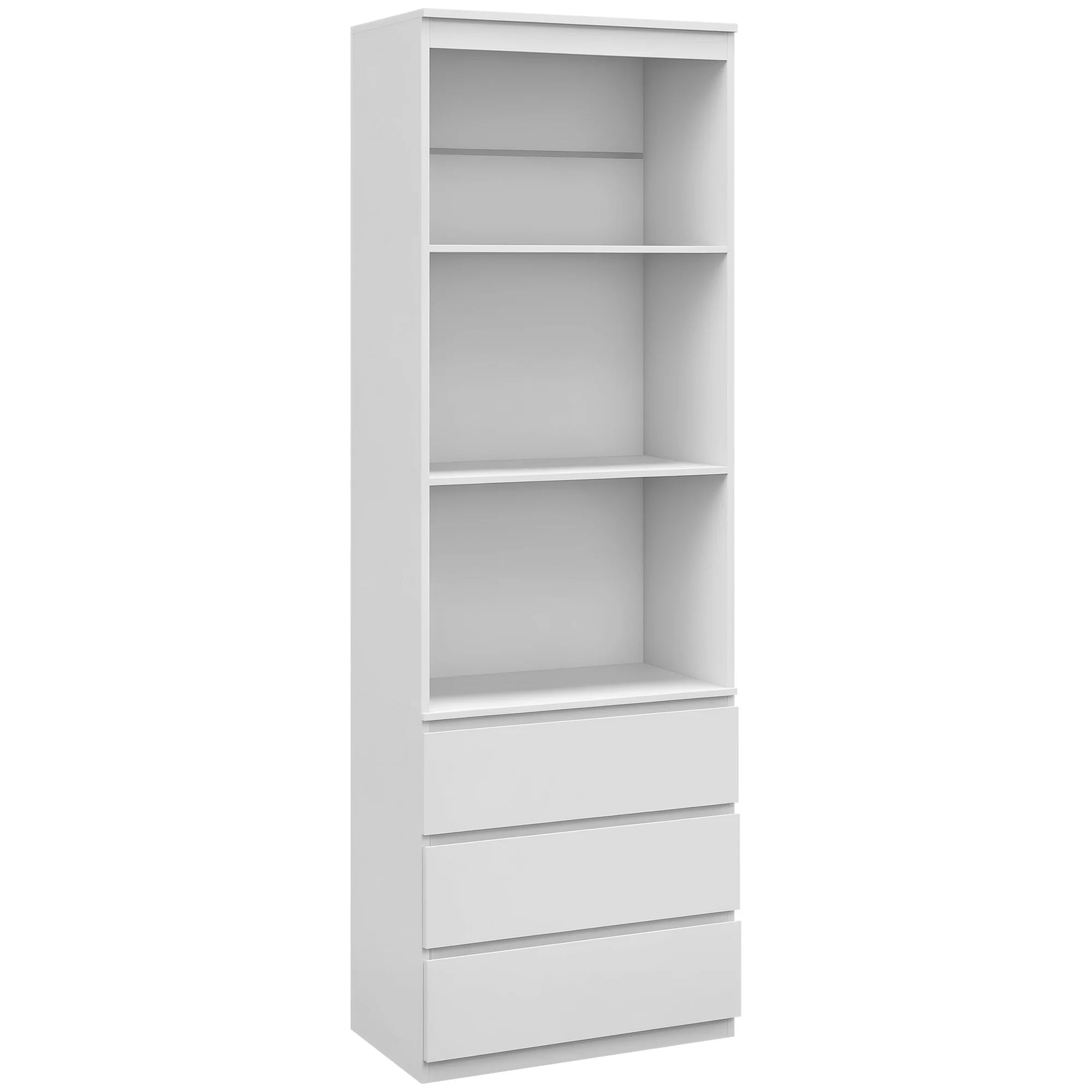 180cm Tall Bookshelf Free Standing Storage Shelf Unit with Storage White
