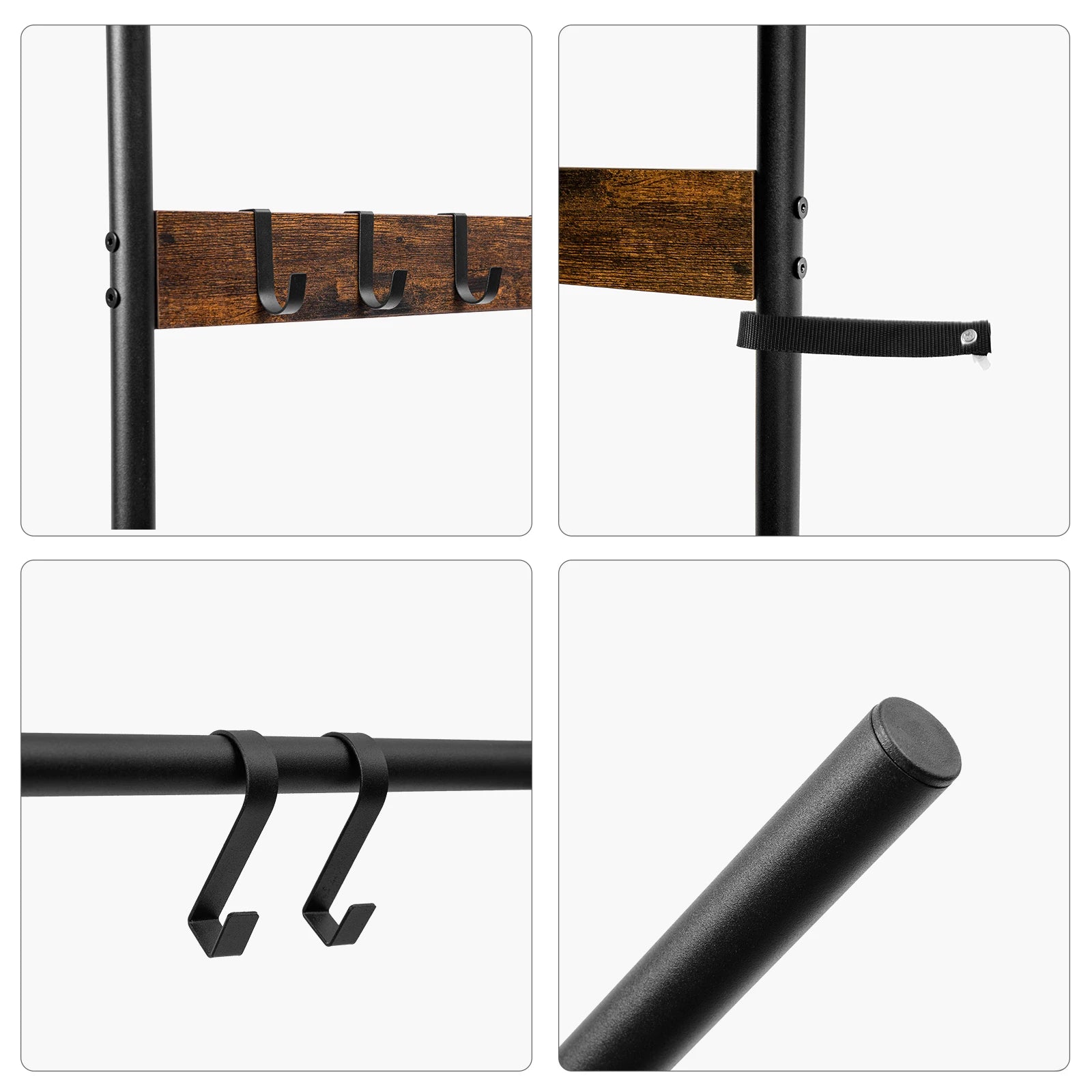 HOOBRO Towel Rack Blanket Ladder Leaning Ladder Rack Bathroom Towel Rack with 5 Crossbars and 5 Hooks Strong Storage Function