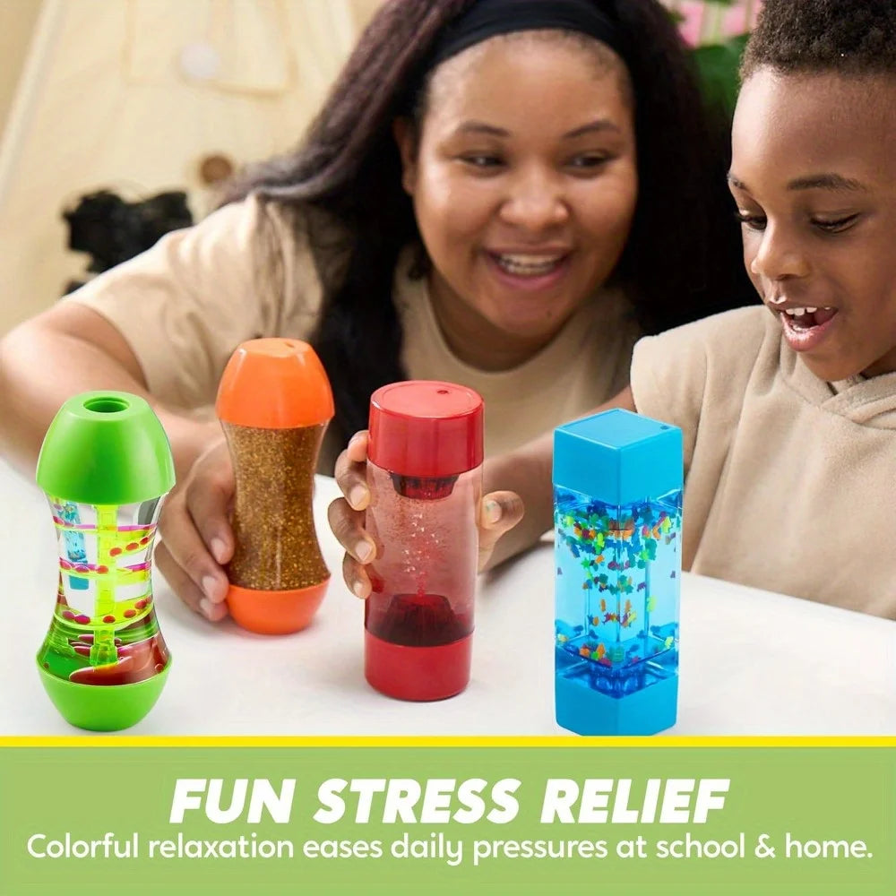 JOYFY 4-Pack Fidget Tubes Sensory Stress Relief Toy Speech Therapy Materials Calming Toys for Children Birthday Chirstmas Gift